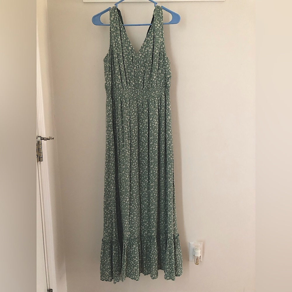 Green floral maxi dress